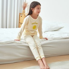 LollyTree 兒童提花九分素色亮點家居服上下套裝