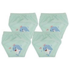 아가짱 유아용 프랜들리 배변훈련팬티, 하늘색(돌고래), 4개