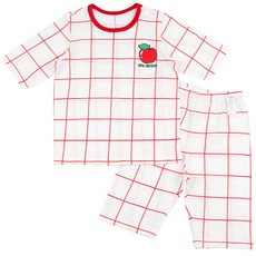 Maykids 童款緹花2件式7分袖套裝 格紋蘋果款