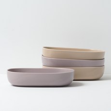 BOWLBOWL 復古線橢圓球23cm 薰衣草紫2p+焦糖米色2p, 混色, 1組