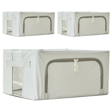 LIV MOM 家用大容量高級現代風收納箱, 灰色, 3個