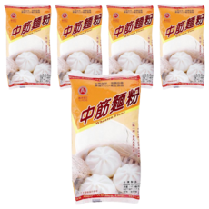 義峰食品 中筋麵粉 500g, 適合多種中式料理製作, 可用於製作麵條、饅頭、包子等家庭麵點, 內含維生素C, 小包裝方便保存, 5包