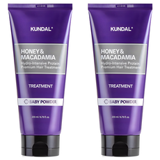 KUNDAL 昆黛爾 蜂蜜澳洲堅果保濕護髮乳 嬰兒爽身粉香, 200ml, 2條