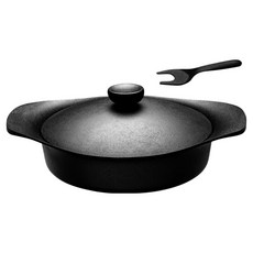 SORI YANAGI 柳宗理 南部鐵器雙耳淺鍋 附黑鐵蓋 把手 #041501, 22cm, 黑色, 1組