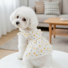 petit dog 狗狗泡泡紗連身裙, 黃色