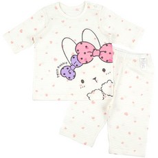 Maykids 女童款兔子愛心印花七分袖上衣長褲套裝