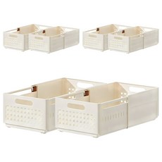 優雅藤編設計抽拉疊加收納盒 大款, 6個, 米色