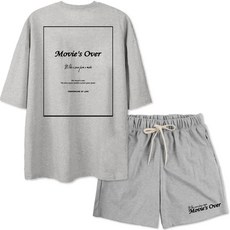 벤힛 남녀공용 MOVIES OVER 오버핏 반팔 + 반바지 트레이닝 상하의 세트