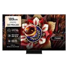 TCL 4K QD Mini LED 스마트 TV, 189cm(75인치), 75Q8C, 벽걸이형, 방문설치