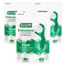 SUNSTAR 三詩達 G.U.M 專業潔淨薄荷牙線棒 #891 一次性牙線(40入), 40入, 3個