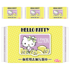 Hello Kitty 凱蒂貓 加厚薄荷純水柔濕巾 加蓋 3D壓花款, 1入, 4包