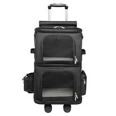 skylife 雙層寵物拉桿箱, 防刮防抓布料, 黑色, 附可拆滑輪, 35*26*61CM, 1個