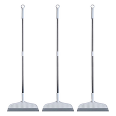 德利生活 魔術矽膠乾濕兩用可旋轉刮水掃把, 3支