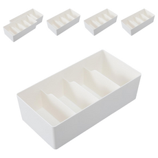 懶角落 分格收納盒 四格 27x13.7x8cm, 白色, 6個, 27 x 13.7 x 8cm