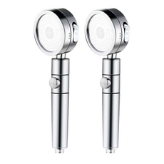 ARYKO 3段可調式水壓節水蓮蓬頭, 銀色, 2個