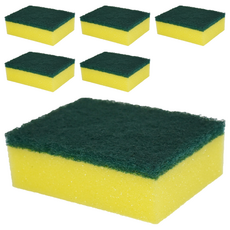 多麼潔 海綿菜瓜布 細密氣孔輕鬆起泡 高彈力海綿超強吸水 耐磨金鋼砂輕鬆刷洗髒汙 台灣製, 1入, 6個