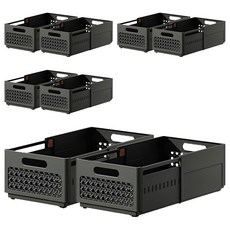 優雅藤編設計抽拉疊加收納盒 小款, 8個, 黑色