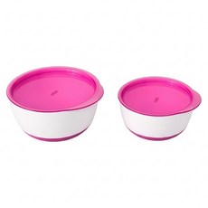 OXO tot 防滑加蓋大小碗組, 莓果粉, 1組