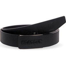 PGA 巡迴賽牛皮標誌搭扣打孔汽車高爾夫腰帶, 黑色