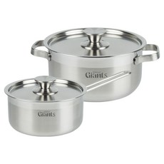 Kitchen-Art 電磁爐 GiantS IH 鍋具 2件組, 1套, 單一顏色, 單柄鍋 18cm + 雙耳鍋 24cm