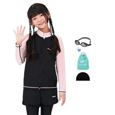 아쿠아티카 래쉬가드 집업 AQAJJ451 + 반바지 워터레깅스 AQA421 + 일반용 수경 5종 세트