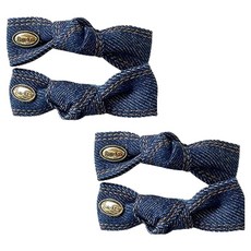 Fashion Flow 牛仔色可愛布面髮夾 大蝴蝶結 4入