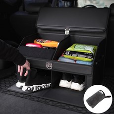 M-NOBLE 皮革後車廂收納箱 + 洗車巾套組, 黑色(收納箱)