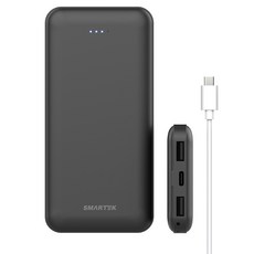 스마텍 슬림 보조배터리 10000mAh + 케이블 세트, 블랙, STPB-CPB1(PB10)