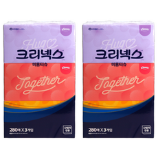 크리넥스 미용티슈 콤비 2겹 3입, 280매입, 6개