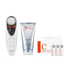 Lotts 메르비 플래티넘 피부 마사지기 + 휘욜라 에스테틱 젤 150ml + 비타민C 앰플 10ml x 3p, 화이트