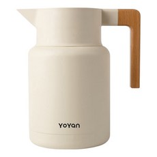 miWORKS 米沃 北歐木柄保溫壺 白色, 1.3L, 1個