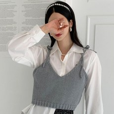 KnitNJean 女款棉質V領蝴蝶結綁帶Reventi馬甲背心