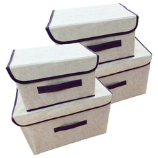 可折疊布藝小物收納盒 2件組, 混合顏色, 2套