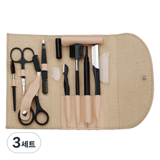 원티크 눈썹 칼 가위 눈썹정리 8종 세트, 3세트, 베이지