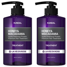 KUNDAL 昆黛爾 蜂蜜澳洲堅果保濕護髮乳 玫瑰人生香, 500ml, 2瓶