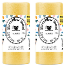 보니타굿즈 다용도 극세사 롤 행주타올 노랑 30 x 30 cm, 30개입, 2개