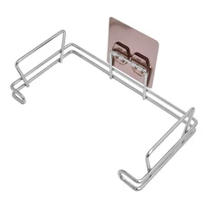 Easy 易立家 304不鏽鋼塑膠袋架 不鏽鋼架23 x 12.5 x 6cm + 貼片8 x 8cm 208g, 銀色架子 + 玫瑰金貼片, 1盒