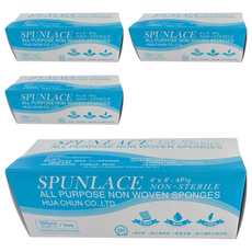 SPUNLACE 4x4吋4層拋棄式紗布巾 - 無菌, 200片/盒, 4盒