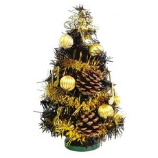 摩達客 耶誕 時尚金彩音符系裝飾聖誕樹 LED燈 暖白光 USB充電 迷你1呎 台灣製, 黑色, 30cm