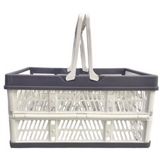 多功能可摺疊收納籃 中號 簡約白, 38 x 25.5 x 20cm, 1個