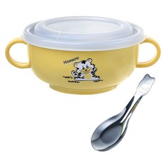 ZEBRA THAILAND 斑馬 雙耳兒童碗 附湯匙 250ml**, 黃色, 1組