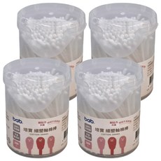 培寶 細塑軸棉棒易開罐 100%天然棉 耐拉力 棉球不易脫落, 200支, 4罐
