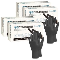 명진 크린 니트릴장갑 100개입, 블랙, 대(L), 4개