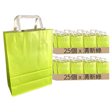 馬卡龍牛皮紙袋 25入, 扁繩提袋 210x275x90mm 超厚120p 清新綠, 50個