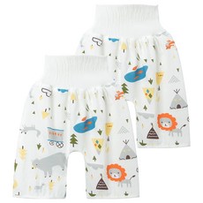 日本竹纖維隔尿褲 隔尿裙 動物(褲) 棉布材質, L, 2件