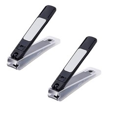 KAI 貝印 House type001系列指甲剪 平口 KE-0117 M 不鏽鋼刀物鋼 强化尼龍樹脂 ABS樹脂 聚丙烯, 黑色, 2個