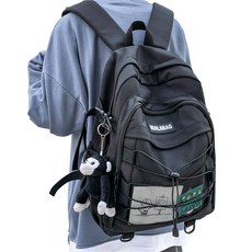 elsso 學生休閒輕便生活防水後背包, 黑色