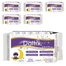 Dailix 吸血鬼超瞬吸 抑菌淨味乾爽衛生棉 護翼型, 夜用加長型(33.5cm), 7片, 6包