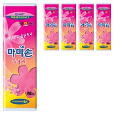 마미손 고무장갑 플라워, 핑크, 5개, 중(M)