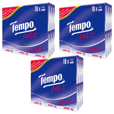Tempo 4層迷你紙手帕 柔韌耐用, 18包, 3袋